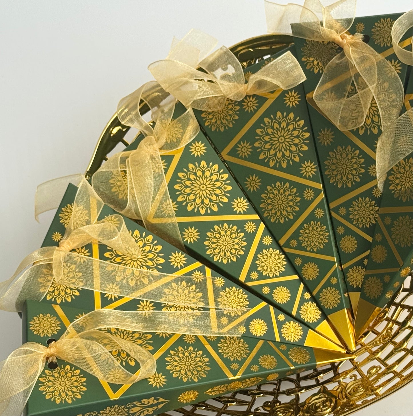 Mendhi Dholki Cone Themed Favour Boxes, Green and Blue