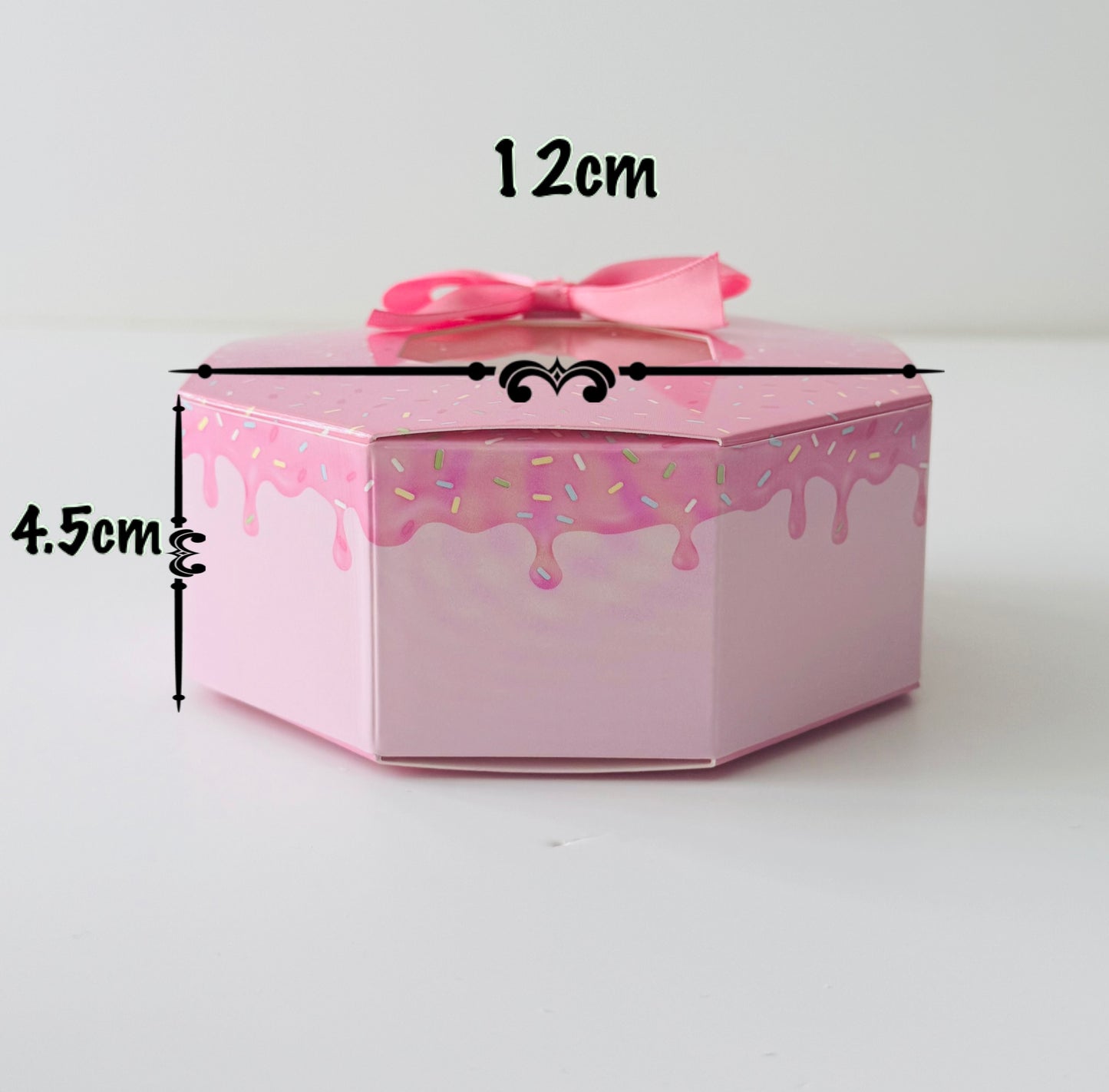 Doughnut Sprinkle Donut Themed Favour Boxes - Pink and White