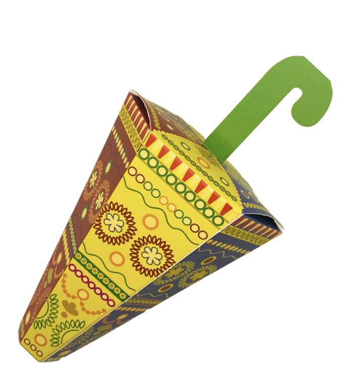 Mendhi Umbrella Shaped Favour Boxes, Pink and Green Multicoloured