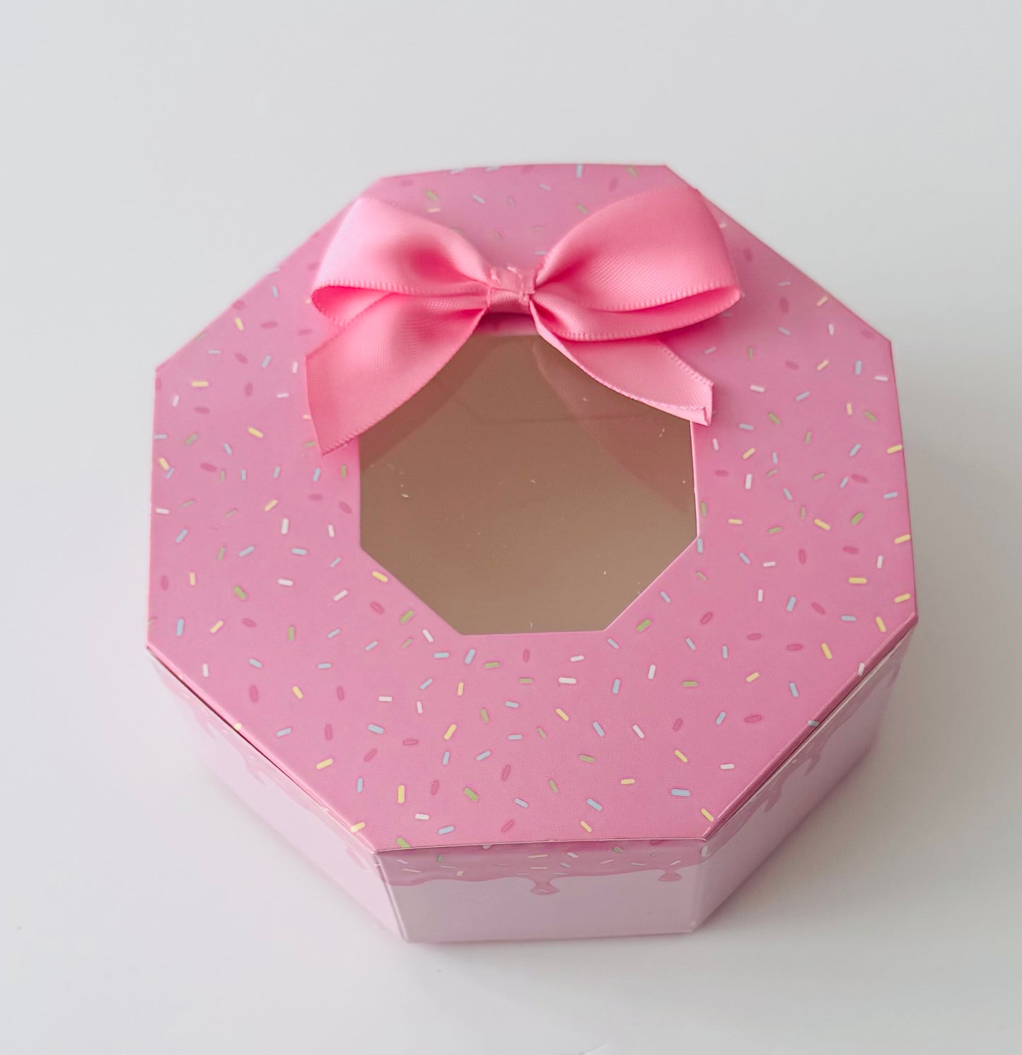 Doughnut Sprinkle Donut Themed Favour Boxes - Pink and White