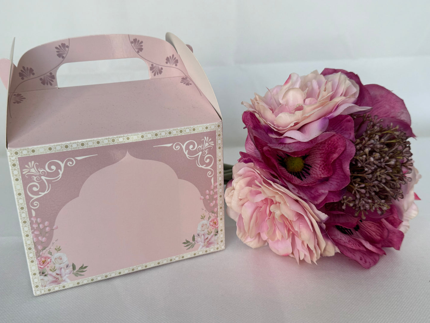 Pink Floral Gable Favour Boxes