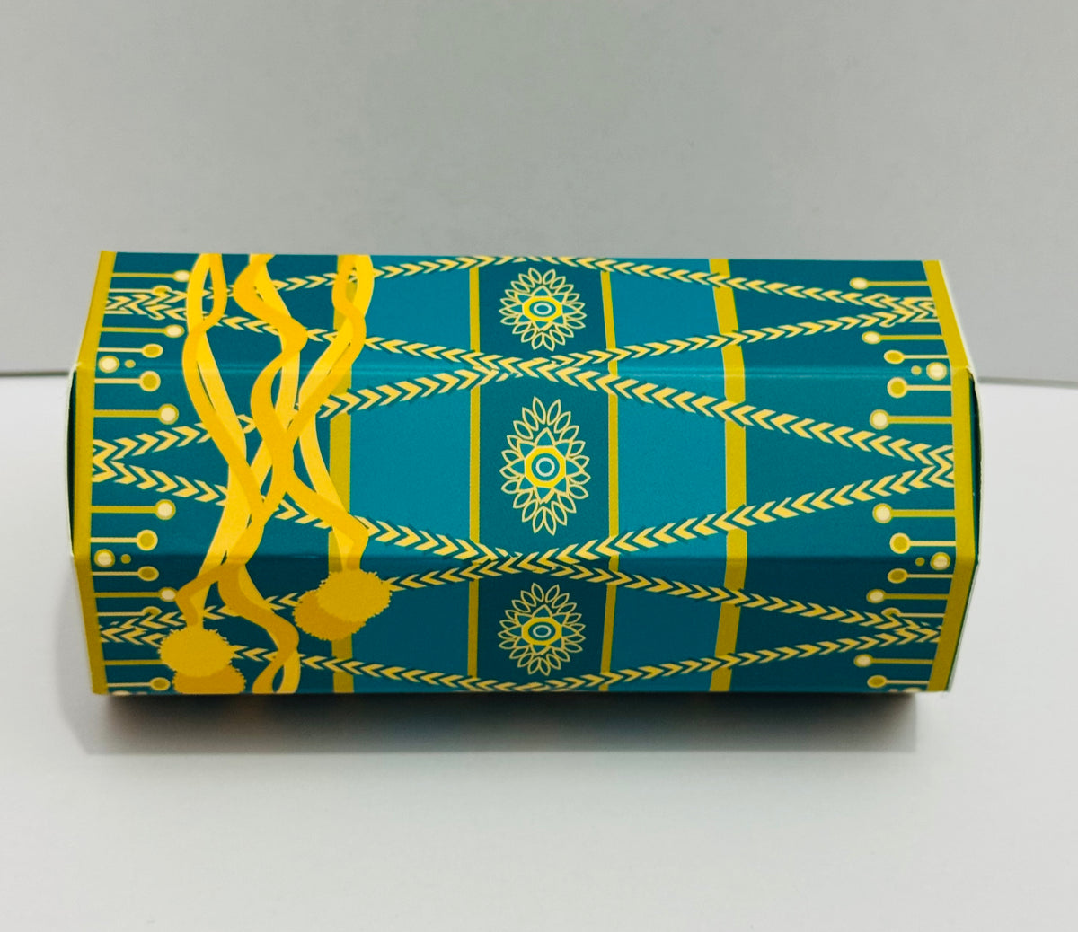 Mendhi Dholki Dhol Themed Favour Boxes, Teal green