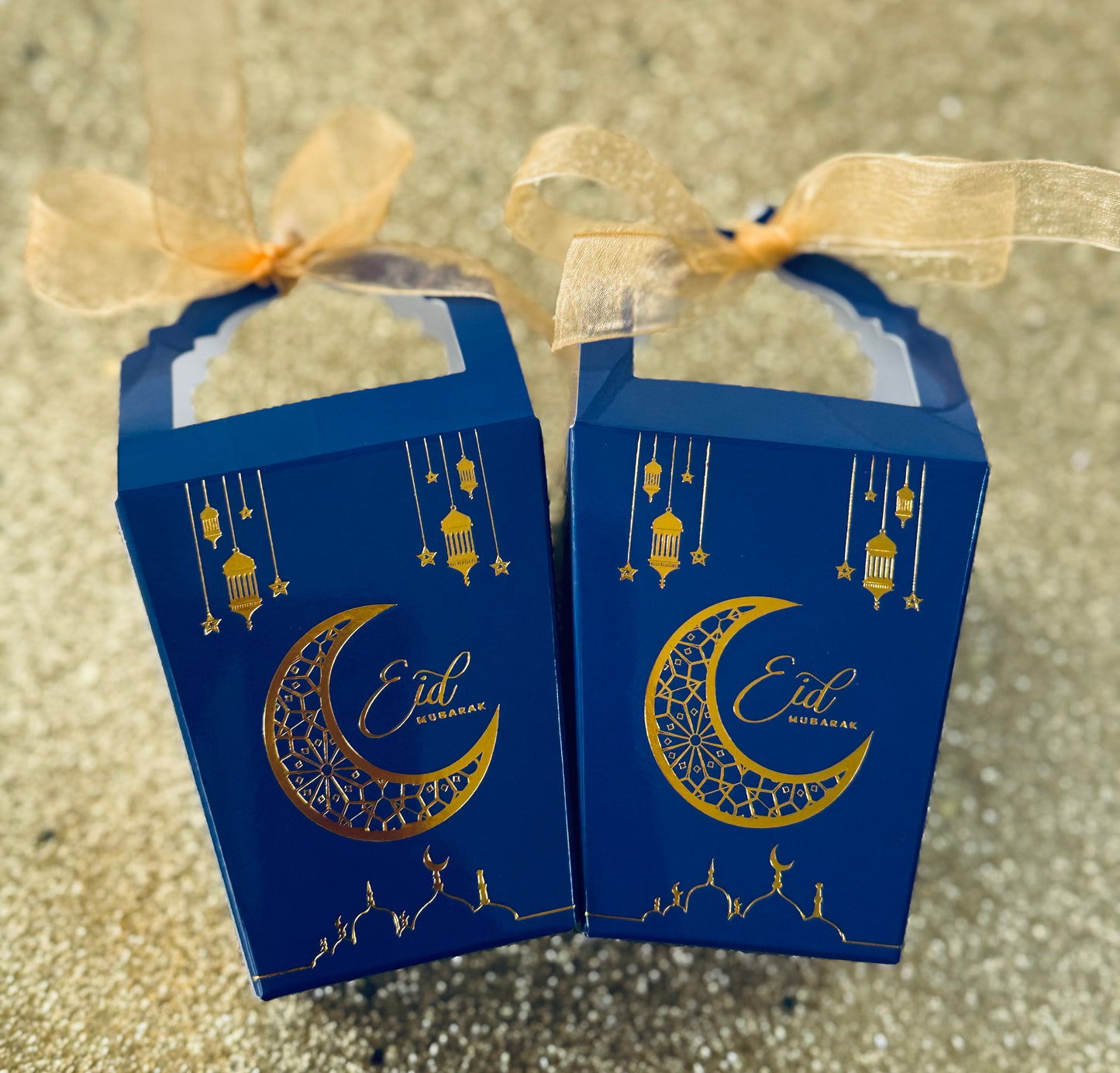 Eid Boxes For Sweets /Dates /Chocolates Lantern Style Navy/Gold Favour Boxes